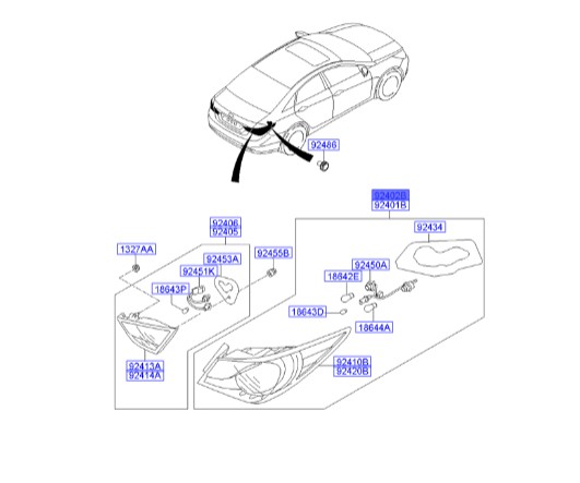 چراغ خطر عقب گلگیر راست هیوندای سوناتا  924023S120