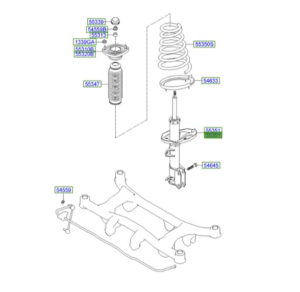 کمک فنر عقب راست توسان اصلی هیوندای  553612E501
