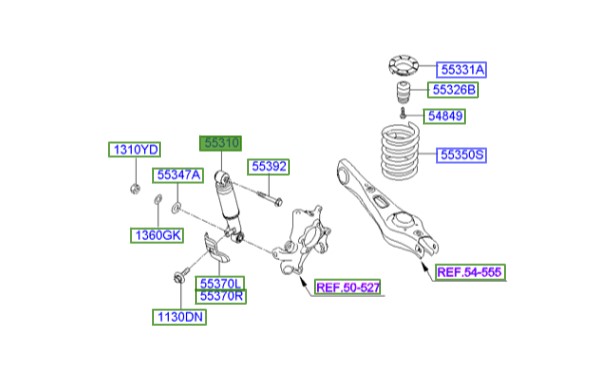 کمک فنر عقب سانتافه اصلی هیوندای  553102P300