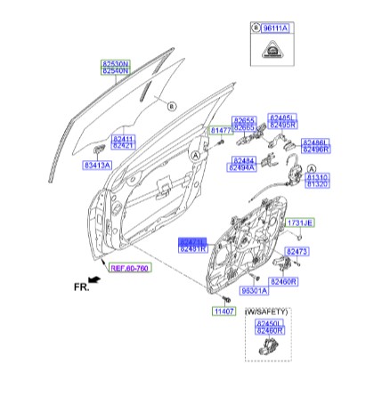 ریل شیشه بالابر جلو چپ  Hyundai/KIA Genuine Parts – MOBIS    I40  824713Z000