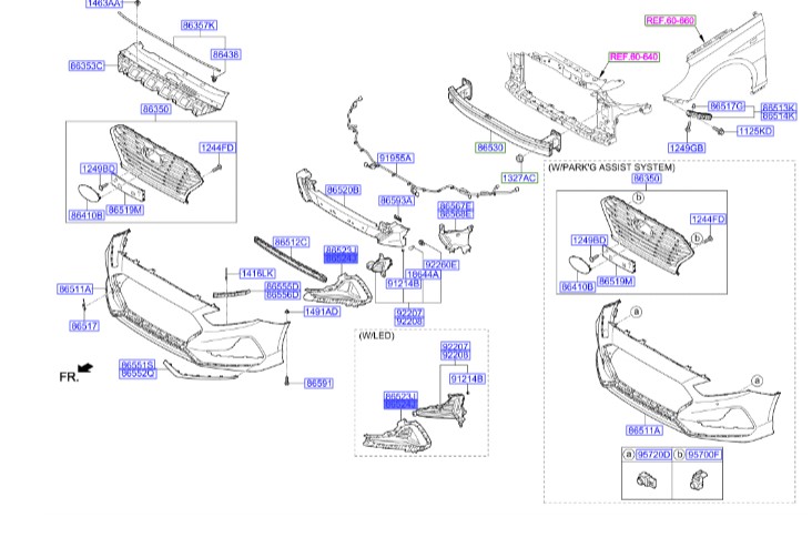 قاب پروژکتور راست سوناتا  هیبرید  Hyundai/KIA Genuine Parts – MOBIS   86522C1AB0 