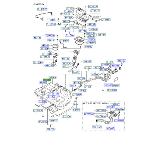 باک بنزین هیوندای آزرا  Hyundai/KIA Genuine Parts – MOBIS    311503L000