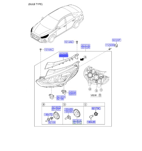 کشویی  بالای چراغ جلو راست سوناتا ال اف  Hyundai/KIA Genuine Parts – MOBIS   92160C1500