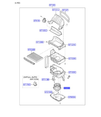 موتور فن بخاری Hyundai/KIA Genuine Parts – MOBIS     i30  971132L000