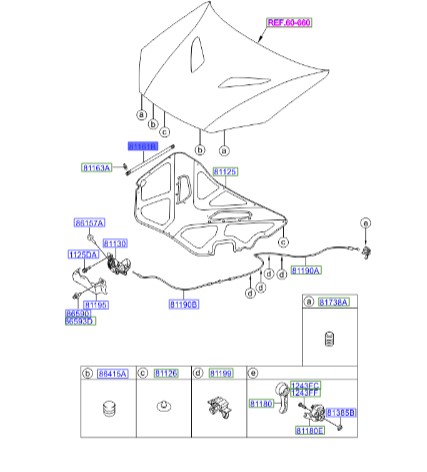 جک کاپوت جنسیس_کوپه Hyundai/KIA Genuine Parts – MOBIS   811612M500 