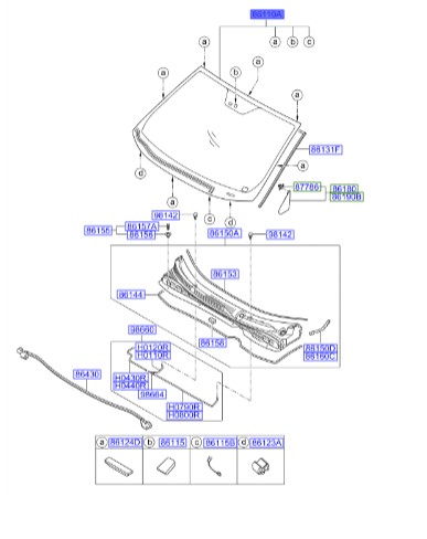 شیشه جلو  Hyundai/KIA Genuine Parts – MOBIS   IX35  861102S110 