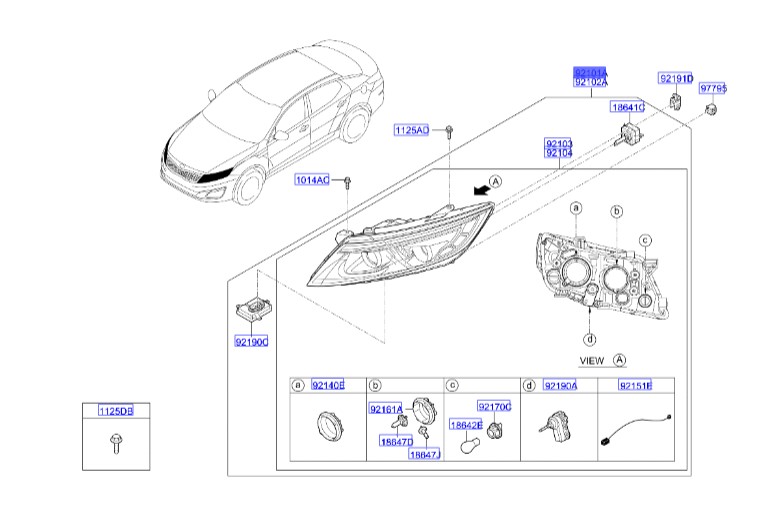 چراغ جلو چپ | Hyundai/KIA Genuine Parts – MOBIS | اپتیما TF مدل 2011 تا 2015