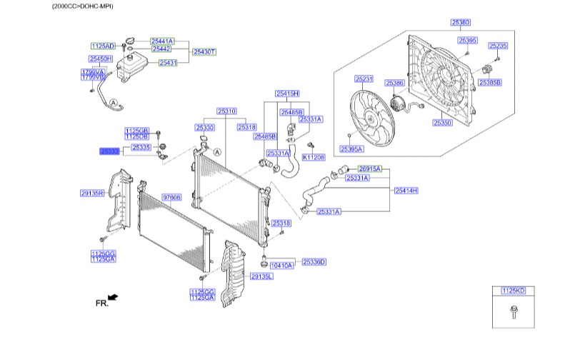 بست بالا رادیاتور سوناتا_LF   25333C1000