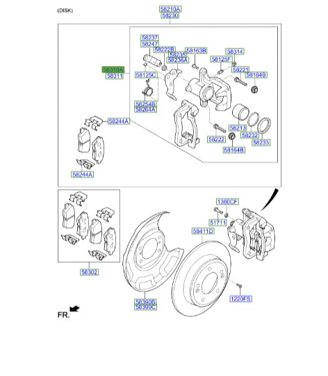 کالیپر ترمز عقب چپ النترا   Hyundai/KIA Genuine Parts – MOBIS   583103XA30 