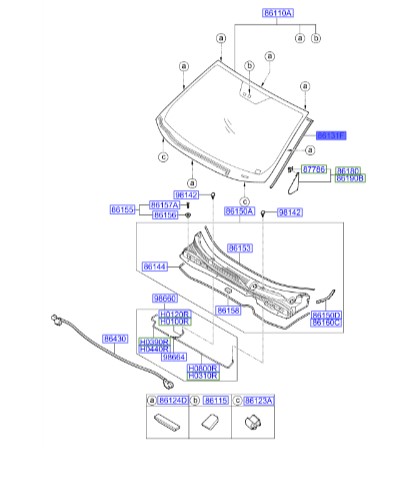 زه دور شیشه جلو  Hyundai/KIA Genuine Parts – MOBIS   IX35  861302S010