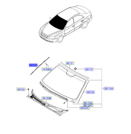 زه شیشه جلو راست سوناتا  Hyundai/KIA Genuine Parts – MOBIS   861393K000 