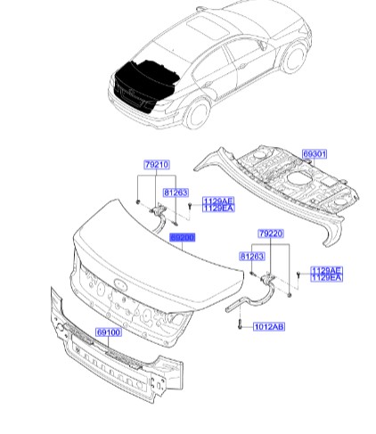 درب صندوق جنسیس  Hyundai/KIA Genuine Parts – MOBIS    692003M200 