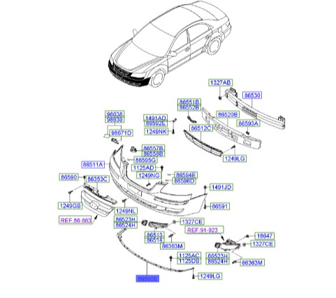 ریش سپر جلو هیوندای سوناتا  Hyundai/KIA Genuine Parts – MOBIS   865903K001