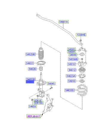 کمک فنر جلو راست جنسیس_کوپه Hyundai/KIA Genuine Parts – MOBIS    546612M101 