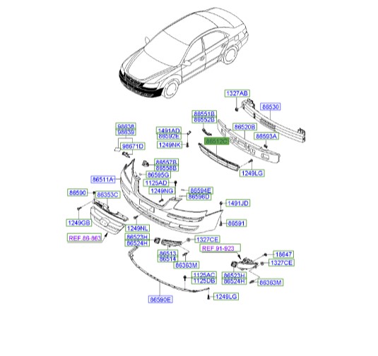 جلو پنجره داخل سپر جلو سوناتا  Hyundai/KIA Genuine Parts – MOBIS    865613K000 