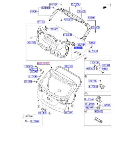 دستگیره درب صندوق عقب سانتافه  Hyundai/KIA Genuine Parts – MOBIS    817563E001