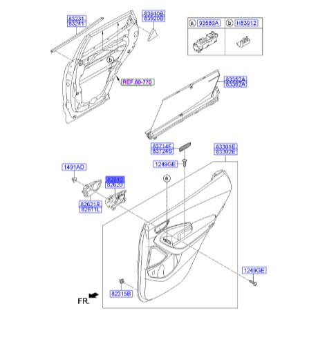 دستگیره در داخلی چپ هیوندای سانتافه  Hyundai/KIA Genuine Parts – MOBIS   836102W000H