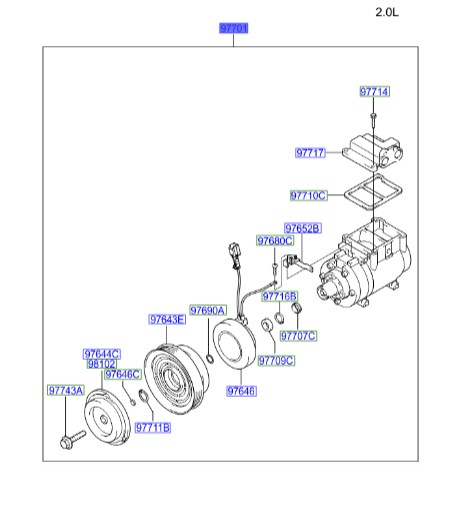 کمپرسور کولر توسان  Hyundai/KIA Genuine Parts – MOBIS   977012E300 