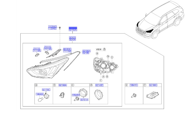 چراغ جلو چپ سانتافه  Hyundai/KIA Genuine Parts – MOBIS   921012W126 