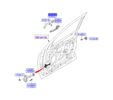 شاسی دستگیره درب جلو راست Hyundai/KIA Genuine Parts – MOBIS   IX55  826623J200