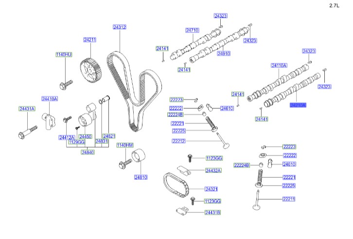 میل سوپاپ  توسان Hyundai/KIA Genuine Parts – MOBIS   2421037201