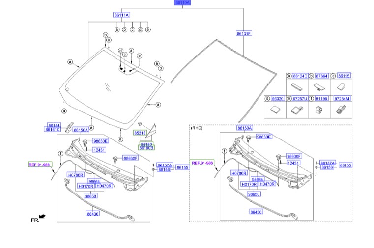 شیشه جلو النترا   Hyundai/KIA Genuine Parts – MOBIS    861103X110