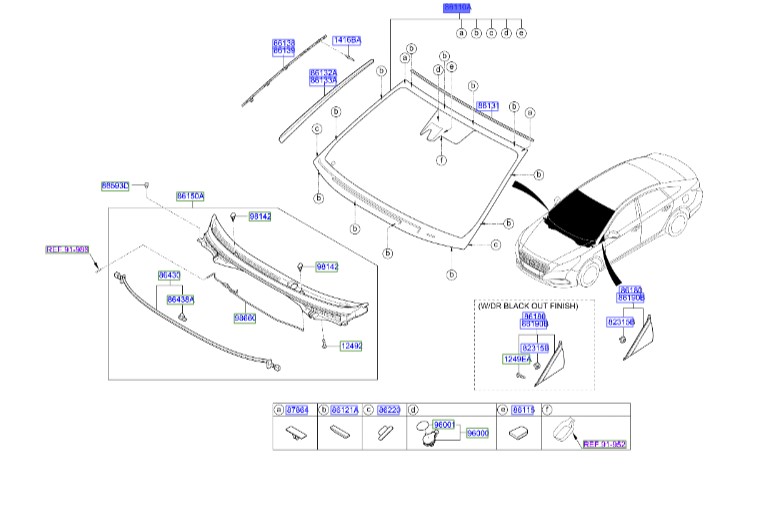 شیشه جلو سوناتا_Hyundai/KIA Genuine Parts – MOBIS   LF 86110E6300 