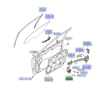 موتور شیشه بالابر راست اصلی هیوندای آزرا   Hyundai/KIA Genuine Parts – MOBIS   824603L010