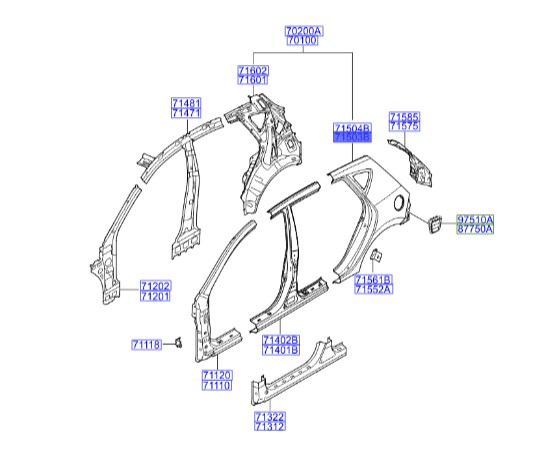 گلگیر عقب چپ هیوندای Hyundai/KIA Genuine Parts – MOBIS   I30   715032LA00