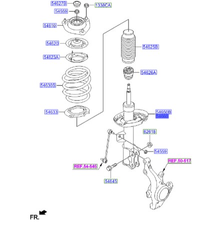 کمک فنر جلو راست هیوندای ولستر  Hyundai/KIA Genuine Parts – MOBIS     546612V051