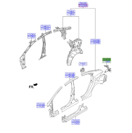 سینی پشت خطر چپ النترا  Hyundai/KIA Genuine Parts – MOBIS   715703X000