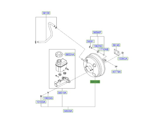 بوستر ترمز هیوندای سانتافه  Hyundai/KIA Genuine Parts – MOBIS   591102B000