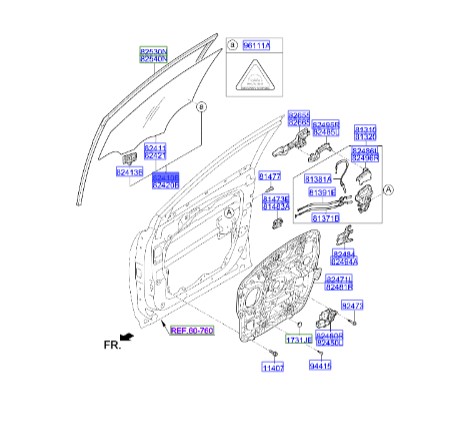 شیشه درب جلو چپ Hyundai/KIA Genuine Parts – MOBIS   IX45  824102W040 