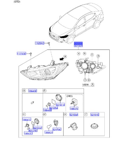 چراغ جلو چپ هیوندای النترا  Hyundai/KIA Genuine Parts – MOBIS    92101F2100