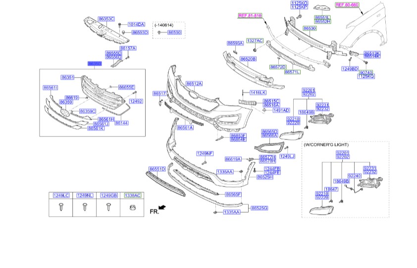 جلو پنجره سانتافه  Hyundai/KIA Genuine Parts – MOBIS    863502W060 