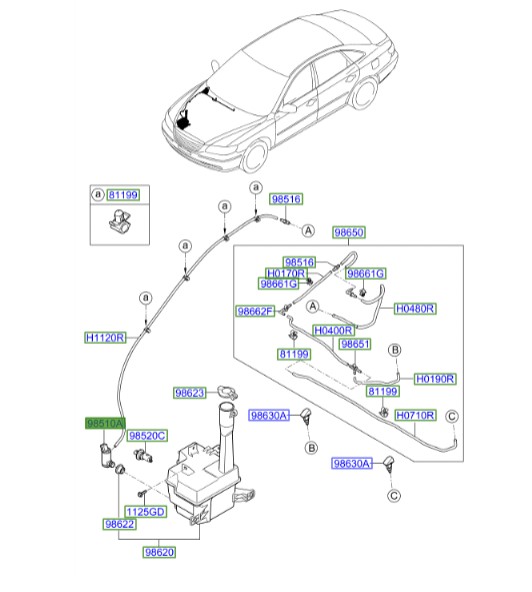 پمپ شیشه شور آزرا  Hyundai/KIA Genuine Parts – MOBIS   985103L000 