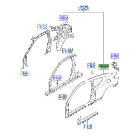 گلگیر عقب چپ جنسیس_کوپه  Hyundai/KIA Genuine Parts – MOBIS  715032MC00 