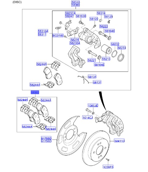 لنت ترمز عقب پیکانتو Hyundai/KIA Genuine Parts – MOBIS   583021YA50 