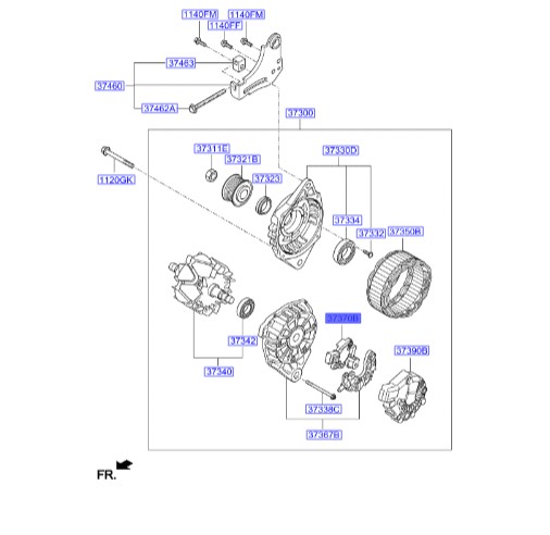 آفتامات دینام ولستر  Hyundai/KIA Genuine Parts – MOBIS  373702A400 