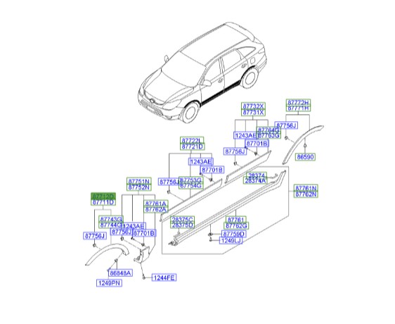 فلاپ گلگیر جلو راست IX55  877123J000