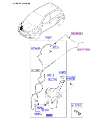 مخزن شیشه شور هیوندای  Hyundai/KIA Genuine Parts – MOBIS    I20  986201J000