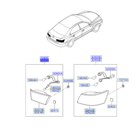 چراغ خطر عقب صندوق راست سوناتا  Hyundai/KIA Genuine Parts – MOBIS   924043K030 