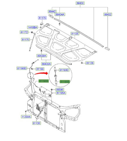 سیم کاپوت توسان  Hyundai/KIA Genuine Parts – MOBIS  811902E100 